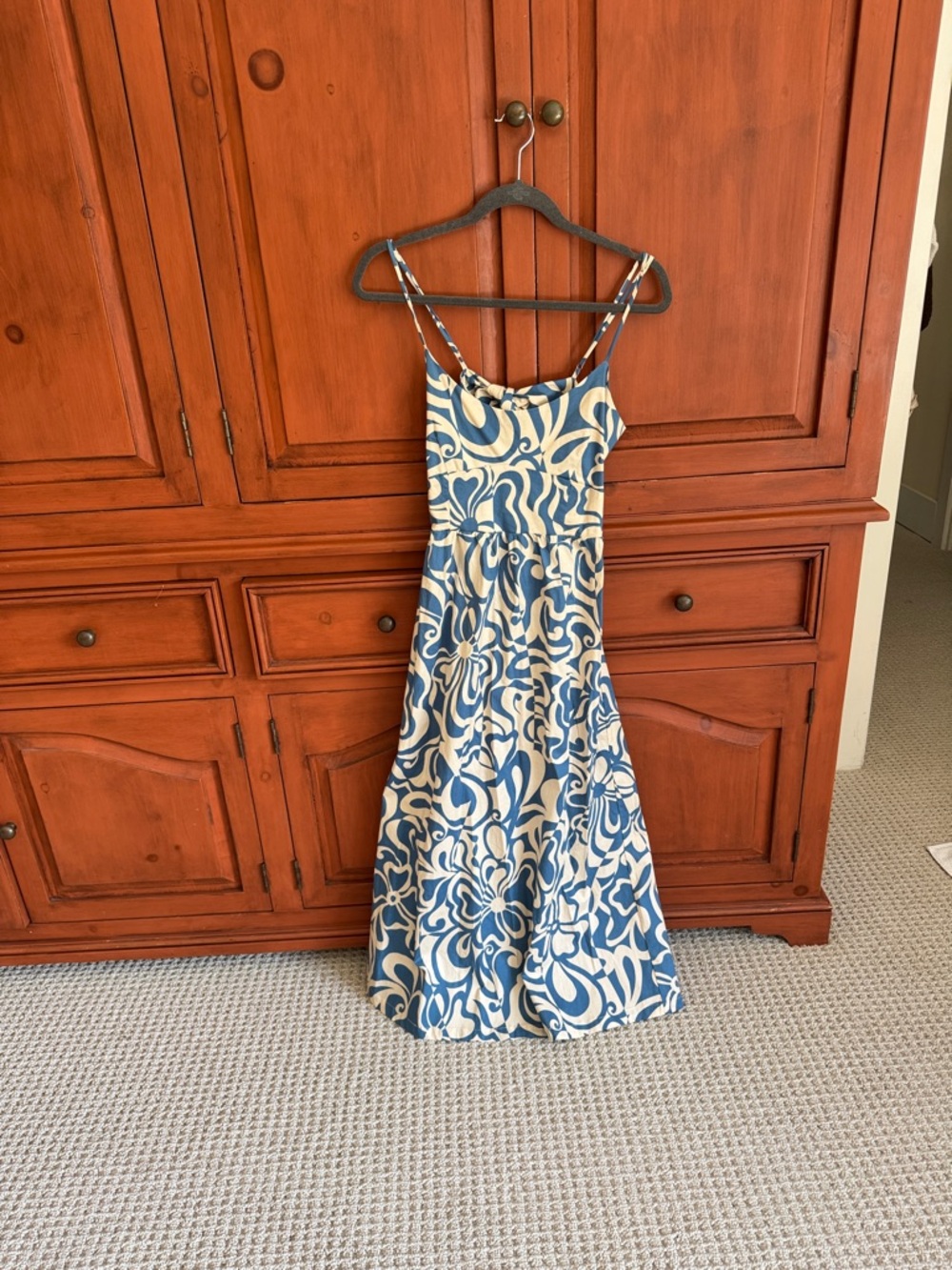 Lost + Wander Blue and Cream Floral Maxi Dress